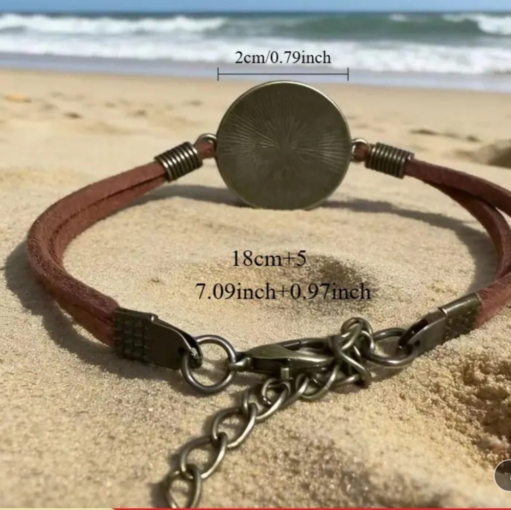 Triquetra Leather Bracelet with Bronze Accents - Picture 3 of 6